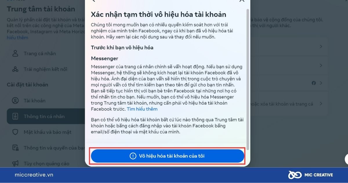 Cách vô hiệu hóa Messenger trên thiết bị khác