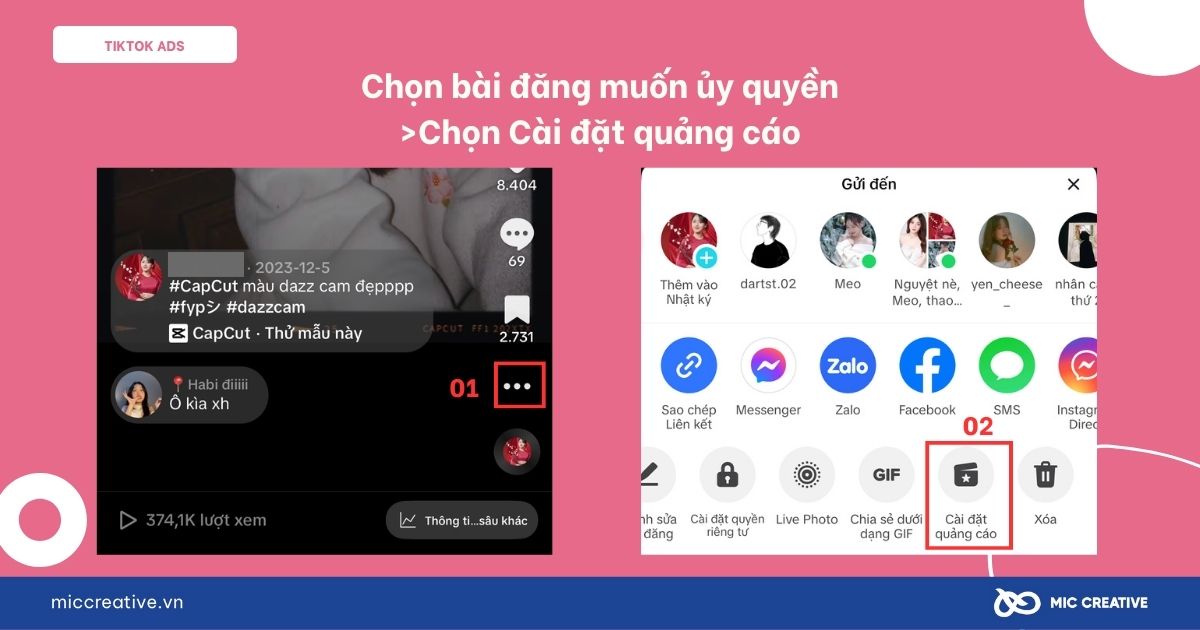 Chọn Cài đặt quảng cáo