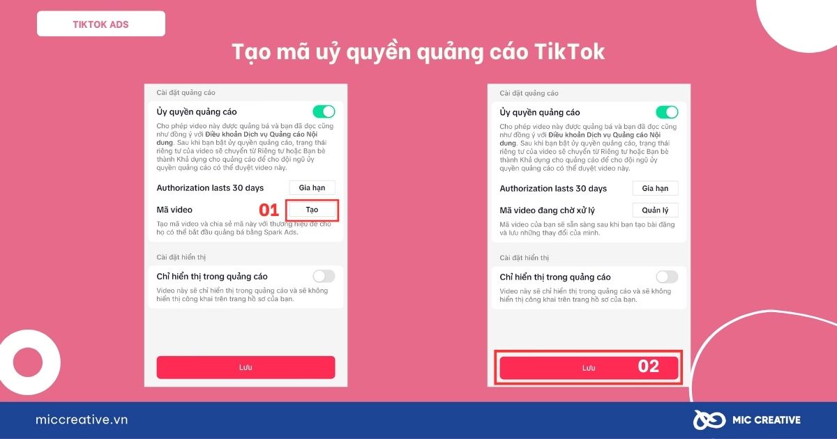 Tạo mã uỷ quyền quảng cáo TikTok