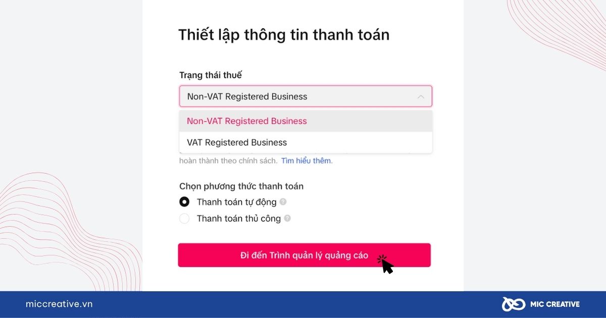 Thiết lập thông tin thanh toán