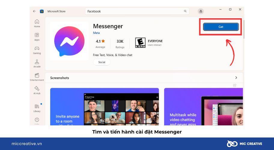 Tìm và tiến hành cài đặt Messenger