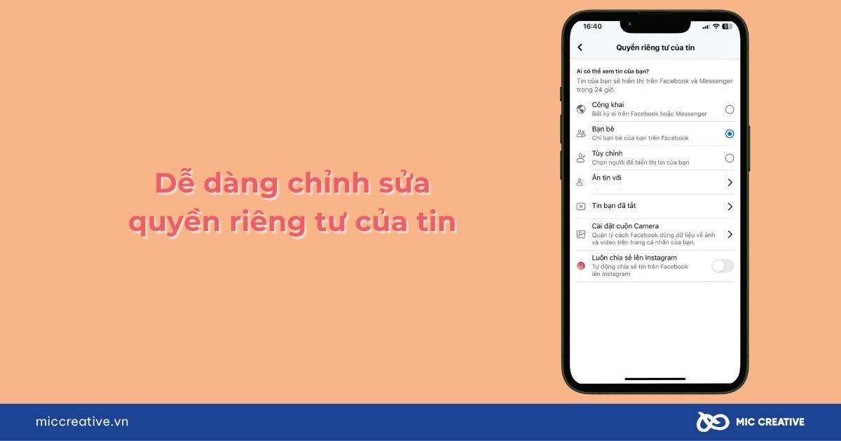 Chỉnh sửa quyền riêng tư của Story