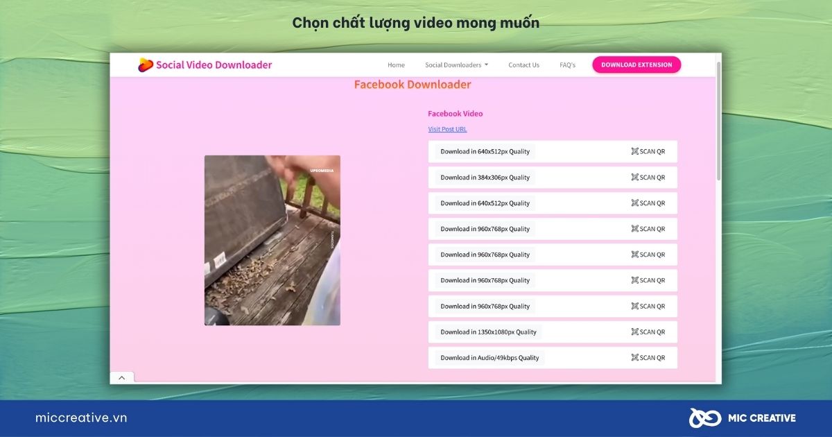 Chọn chất lượng video muốn tải về