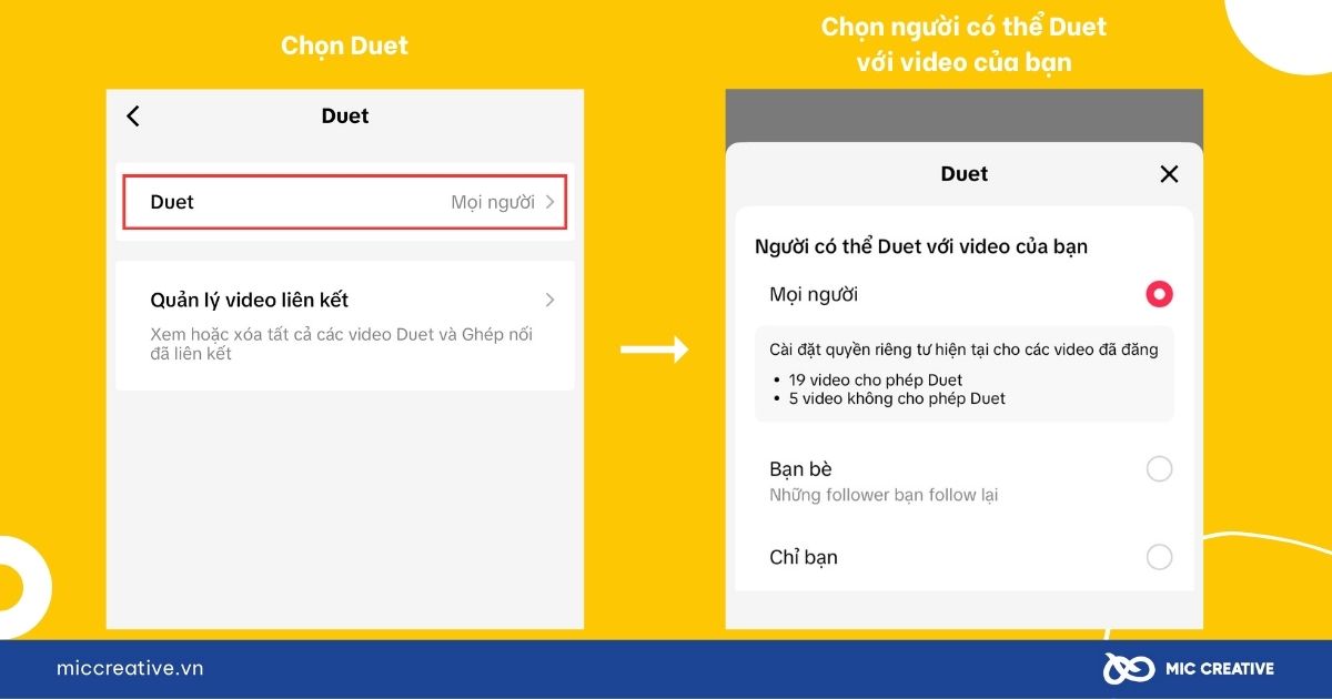 Chọn người có thể Duet với video của bạn