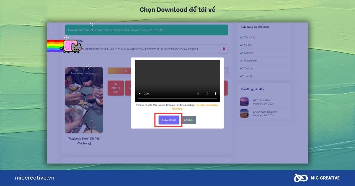 Chọn Download để tải về Story