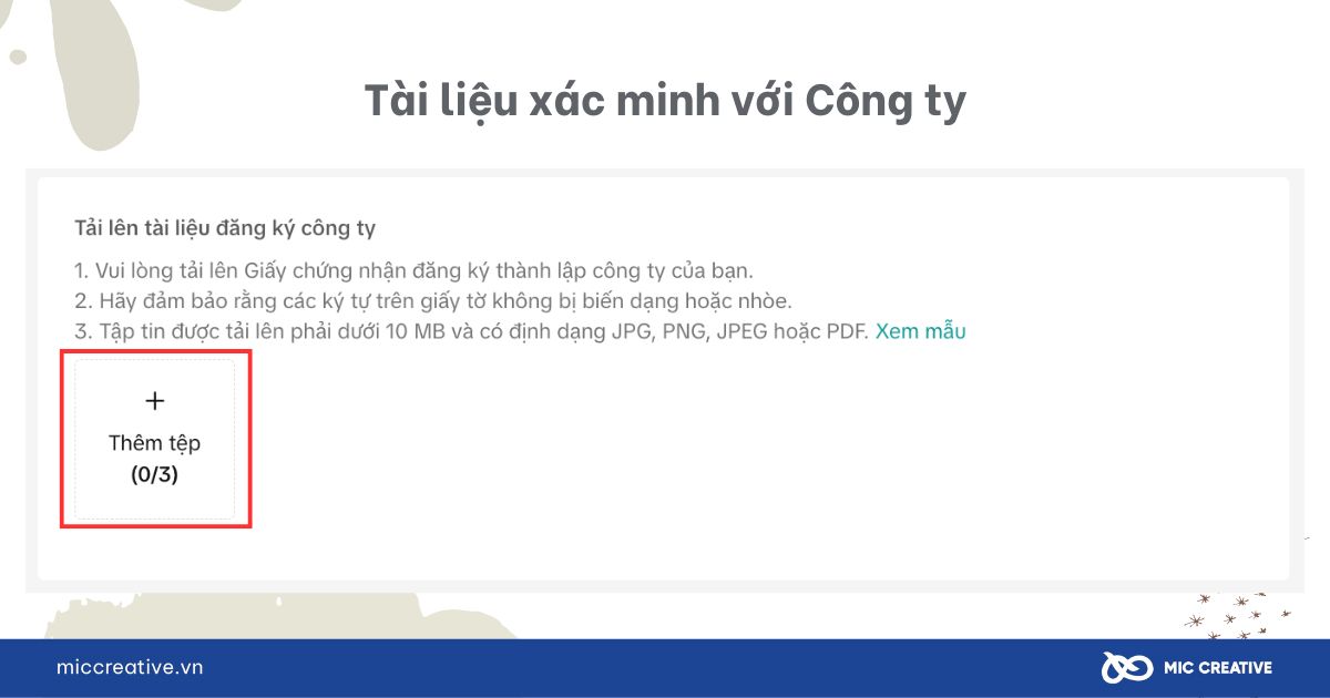 Tài liệu xác minh với Công ty