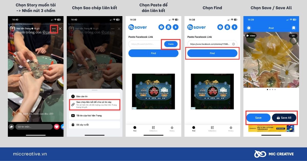 Tải về Story Facebook của người khác bằng FBSaver