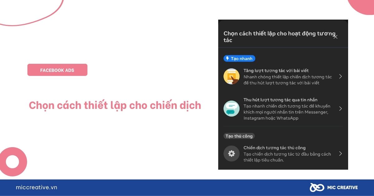 Chọn cách thiết lập chiến dịch