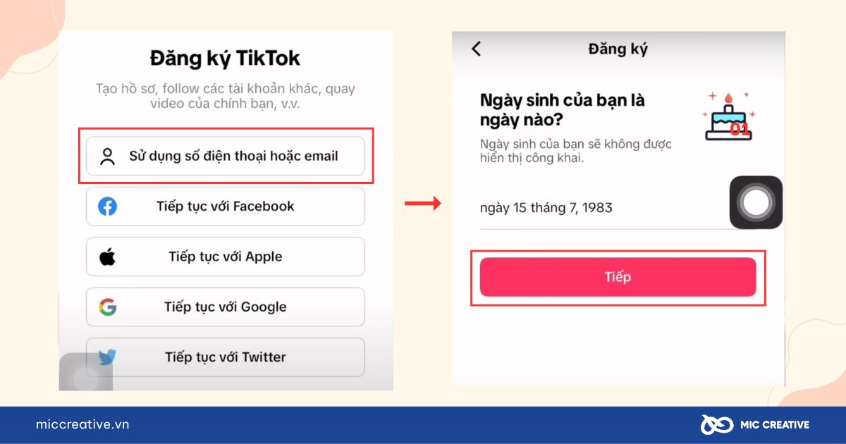 Đăng ký bằng số điện thoại/email