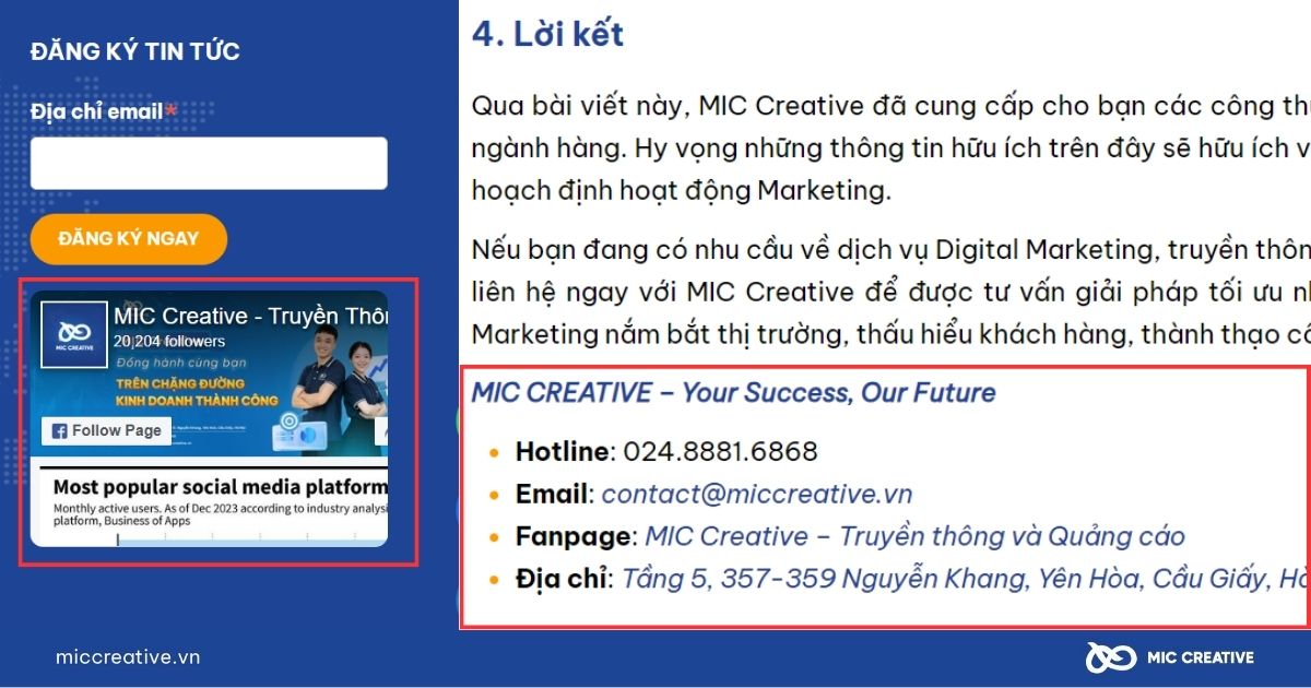 Gắn thông tin Fanpage ở Footer website