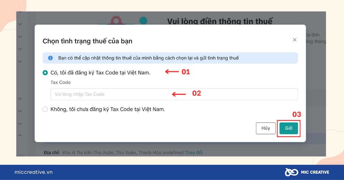 Nhập Tax Code