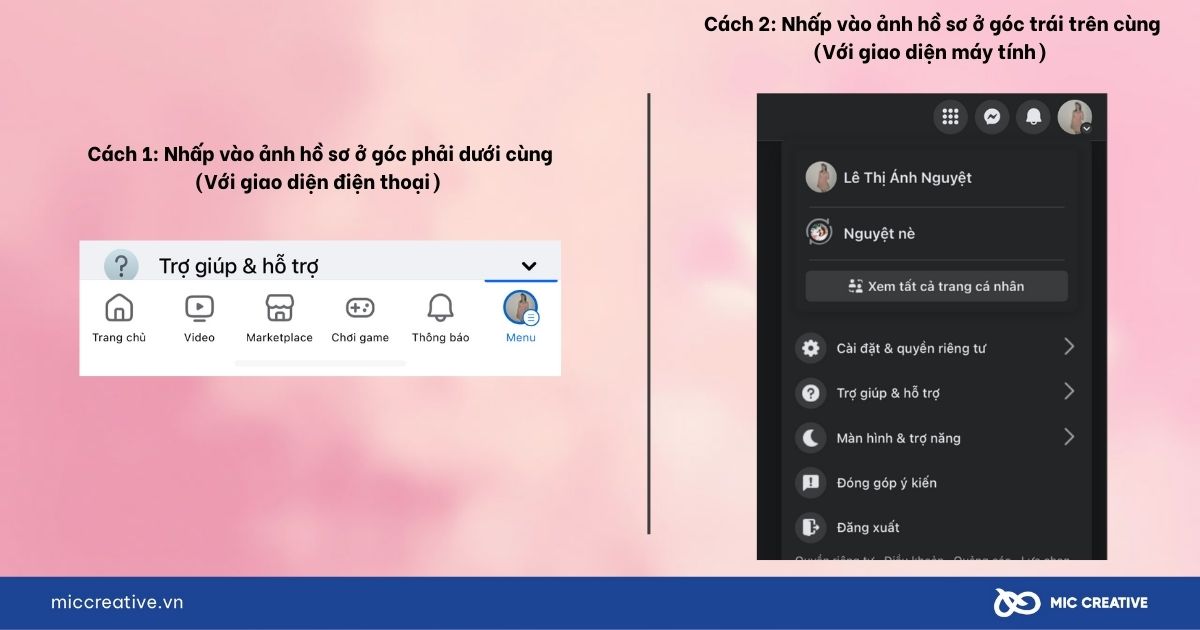 Nhấp vào ảnh hồ sơ của bạn