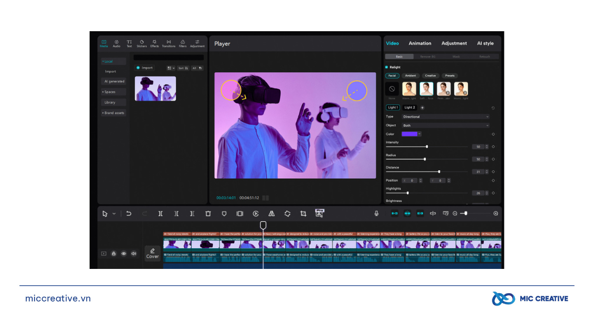Tính năng Relight của Capcut
