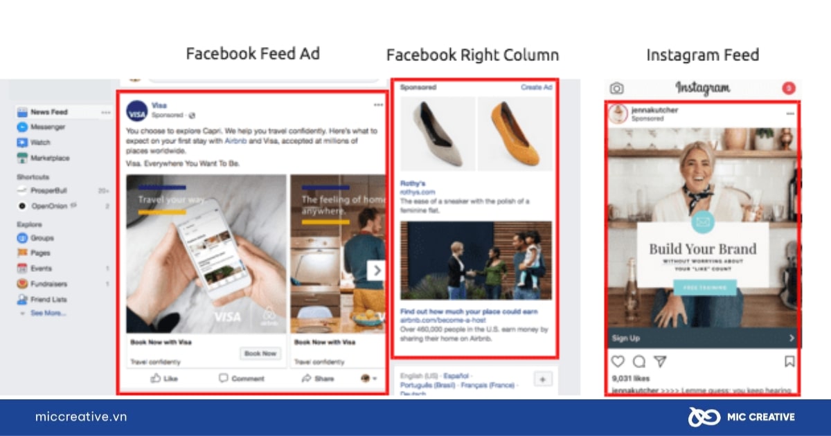 Các vị trí hiển thị quảng cáo trên Facebook