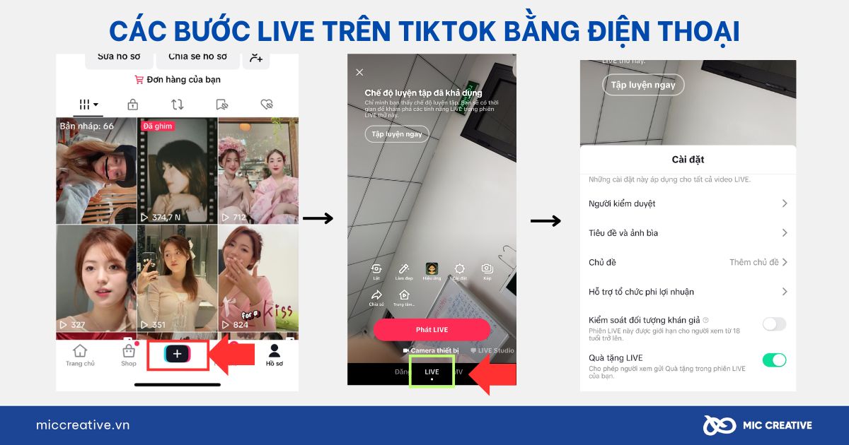 Các bước Live trên TikTok bằng điện thoại