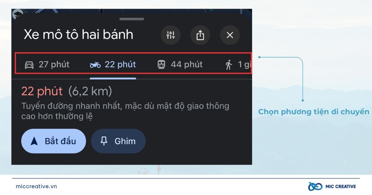 Chọn phương tiện di chuyển