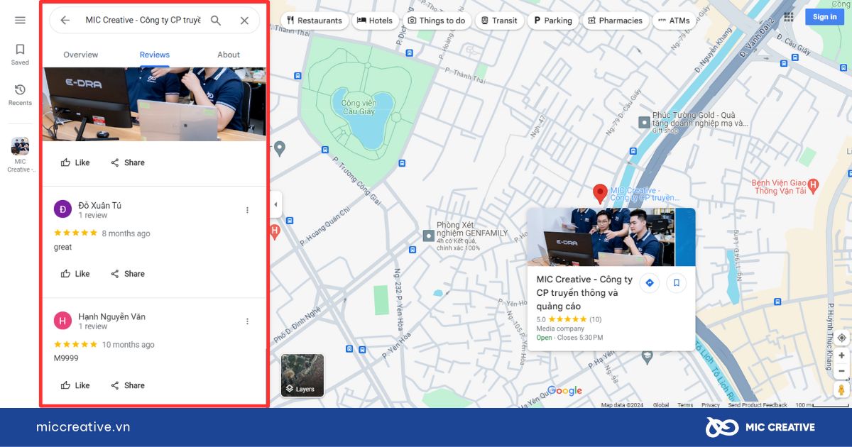 Doanh nghiệp uy tín hơn nhờ đánh giá 5 sao Google Map