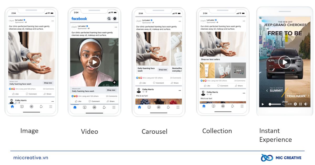 Một số định dạng quảng cáo Facebook Ads