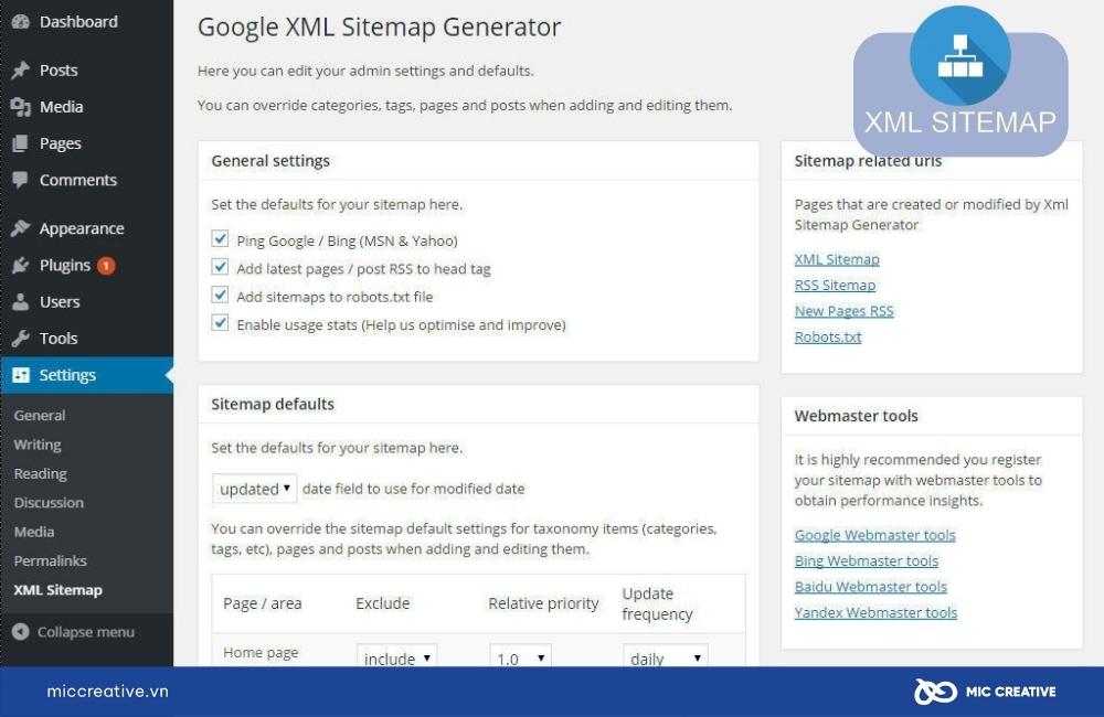 Giao diện Plugin Google XML Sitemaps 