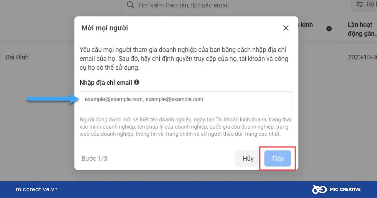 Điền email