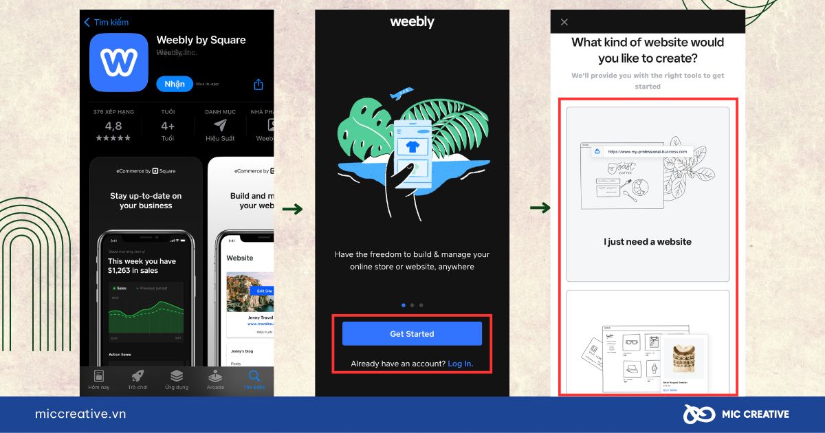 Tạo tài khoản weebly