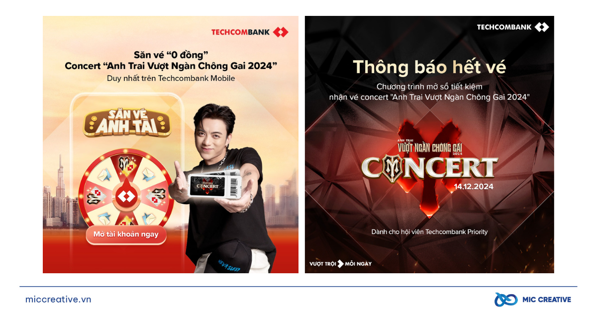 Kèo thơm “1 vốn 280 lời”: Techcombank hốt bạc tỷ nhờ “cú hít” minigame triệu đô từ V.I.P cho concert ATVNCG Techcombank hot bac ty nho cu hit minigame trieu do 3