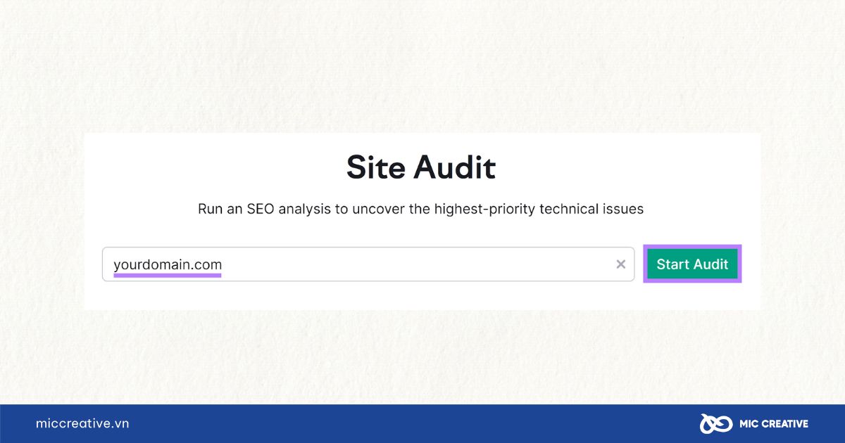 Nhập tên miền vào công cụ Site Audit