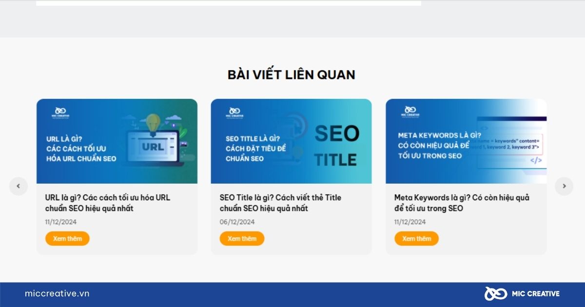 Thêm liên kết nội bộ các bài viết liên quan dưới trang web