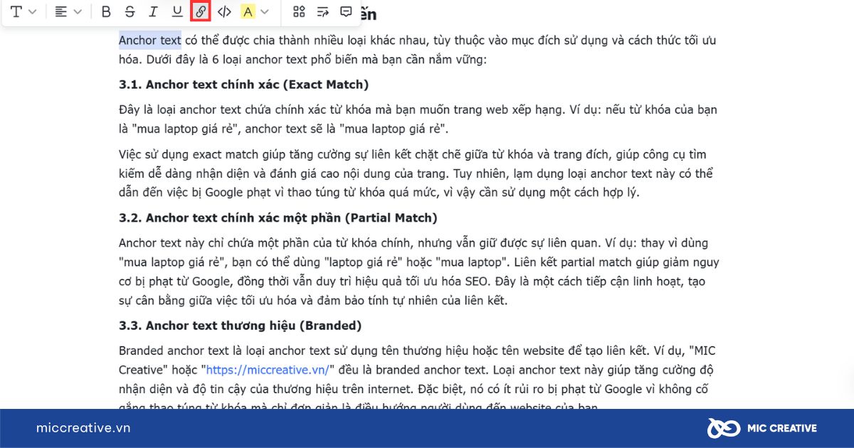 Bôi đen và dán URL vào thanh công cụ hiện lên từ biểu tượng mắt xích