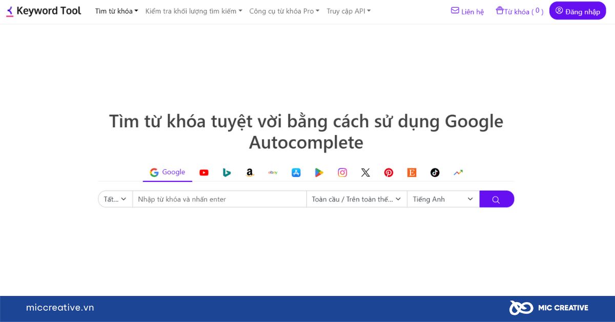 Công cụ Keyword Tool.io