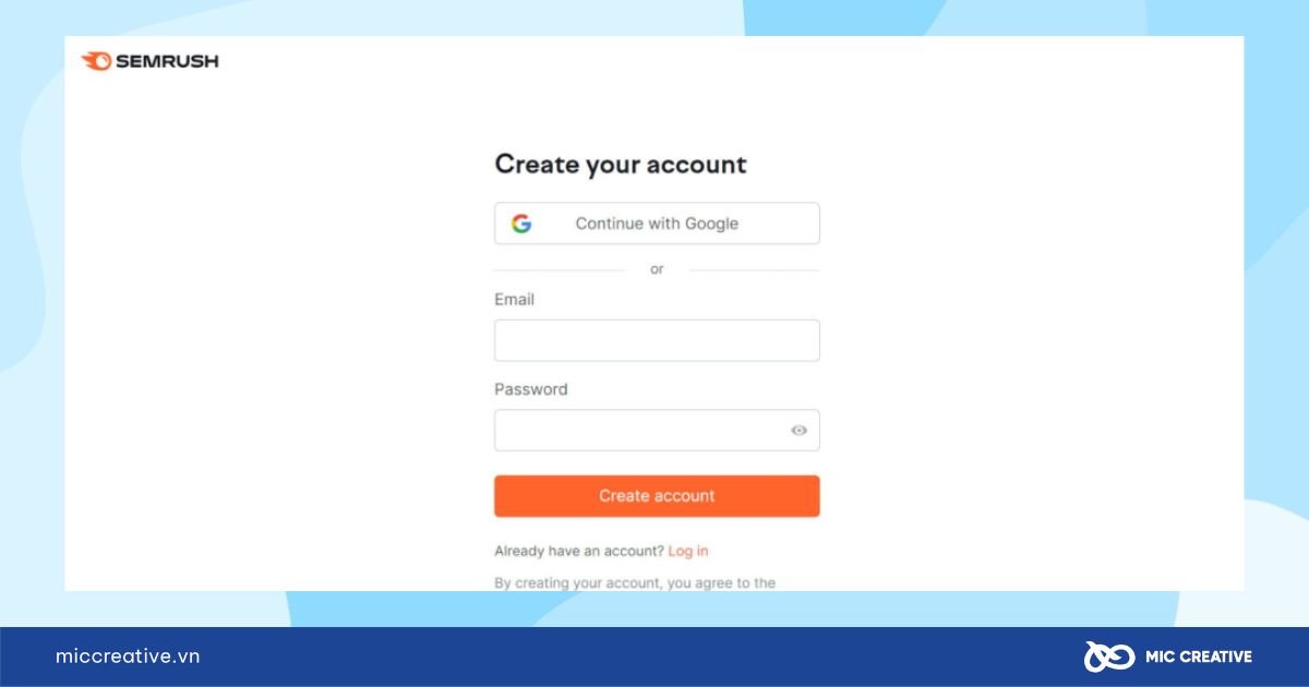 Đăng nhập vào tài khoản SEMrush