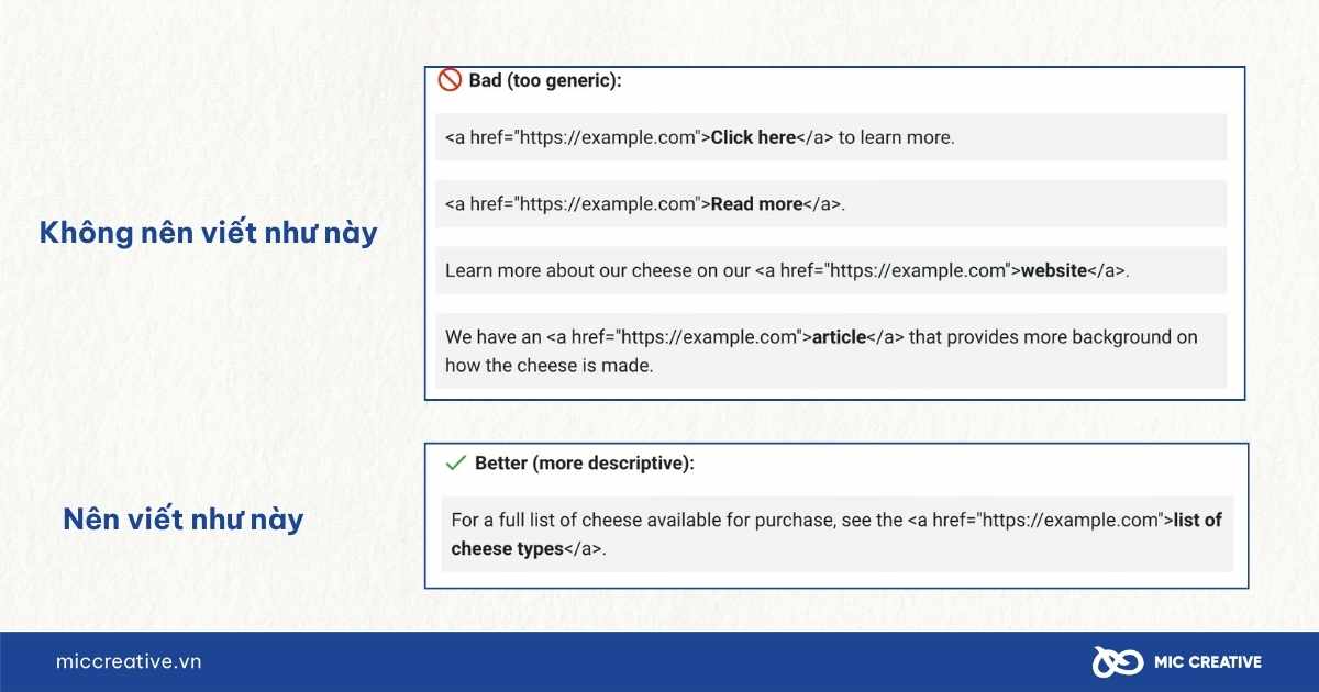 Hướng dẫn của Google về cách viết Anchor Text mô tả