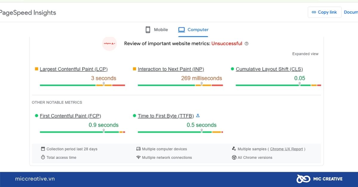 Kiểm tra bộ chỉ số Core Web Vitals