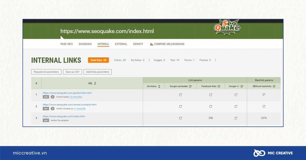 Sử dụng SEOquake để kiểm tra các Internal link
