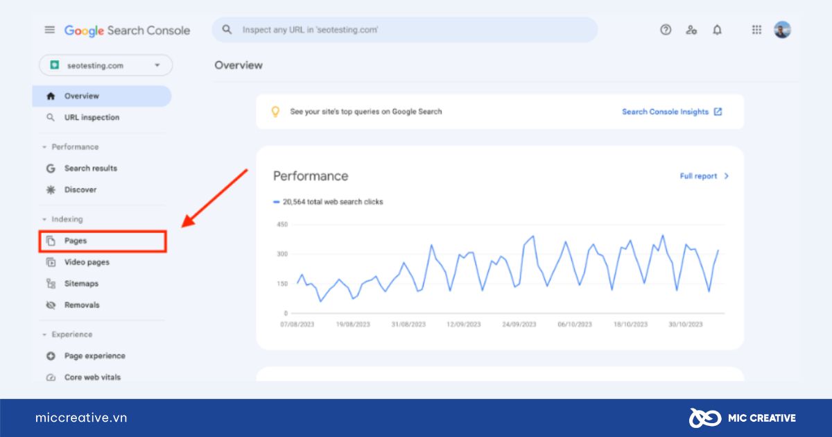 Sử dụng công cụ Google Search Console để kiểm tra các trang liên kết bị lỗi 404 Not Found