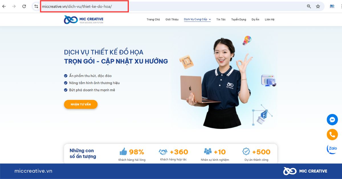 Anchor text sử dụng chính URL của trang web