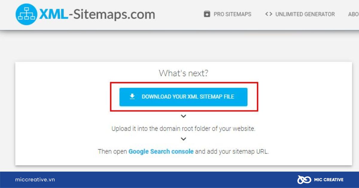 Tải file XML Sitemap