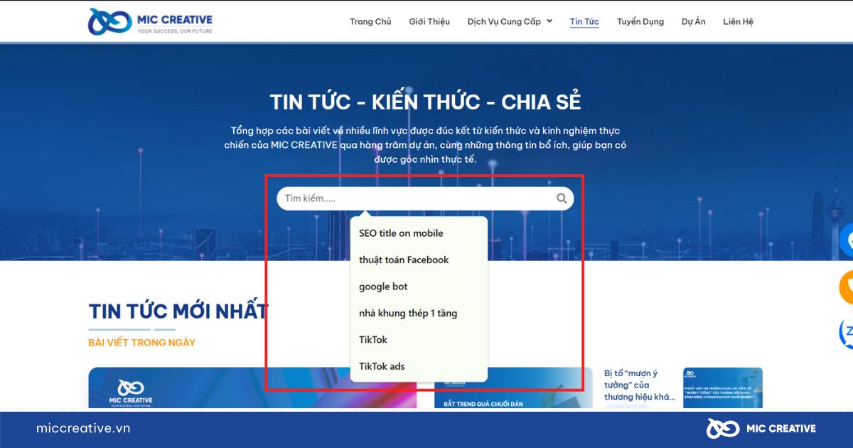 Thiết lập Internal Site Search