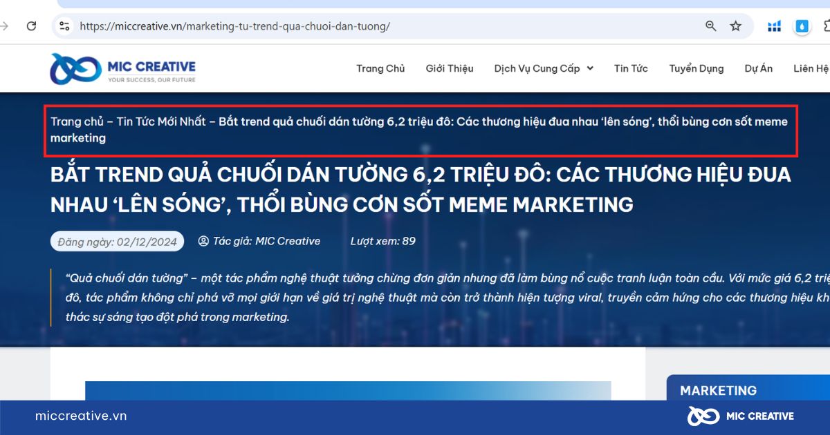 Thiết lập thanh điều hướng Breadcrumb trên website