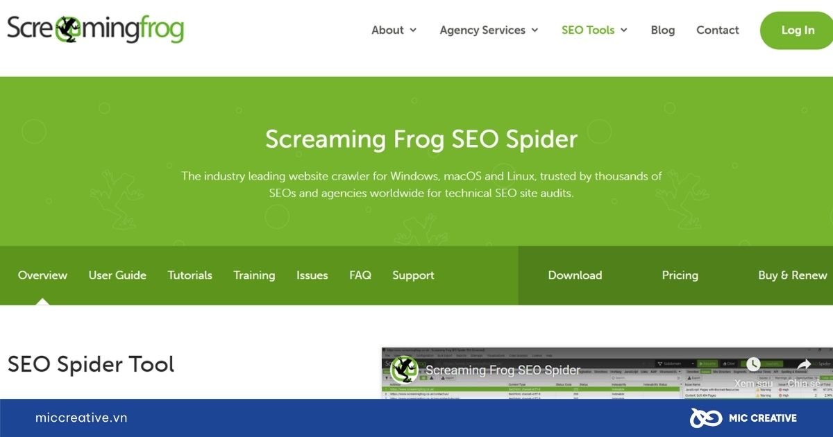 Phần mềm hỗ trợ seo web Screaming Frog