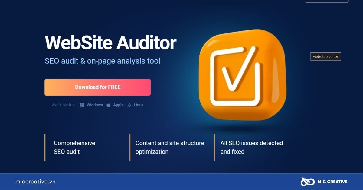 Phần mềm hỗ trợ seo web Website Auditor