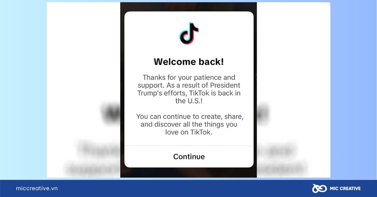 TikTok thông báo sự trở lại đến người dùng Mỹ