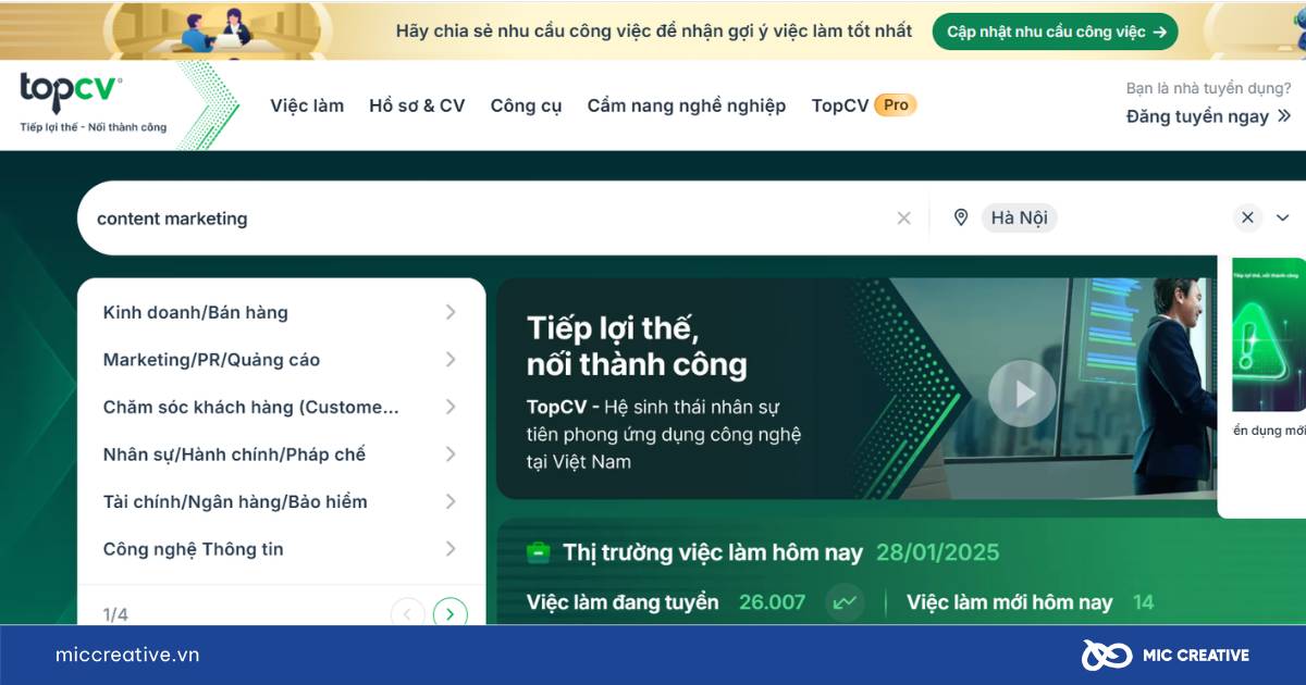 Trang review công ty và tìm việc TopCV