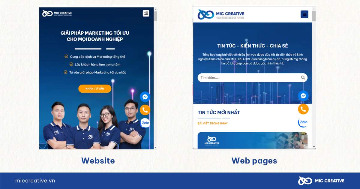 Website và trang web tin tức của MIC Creative