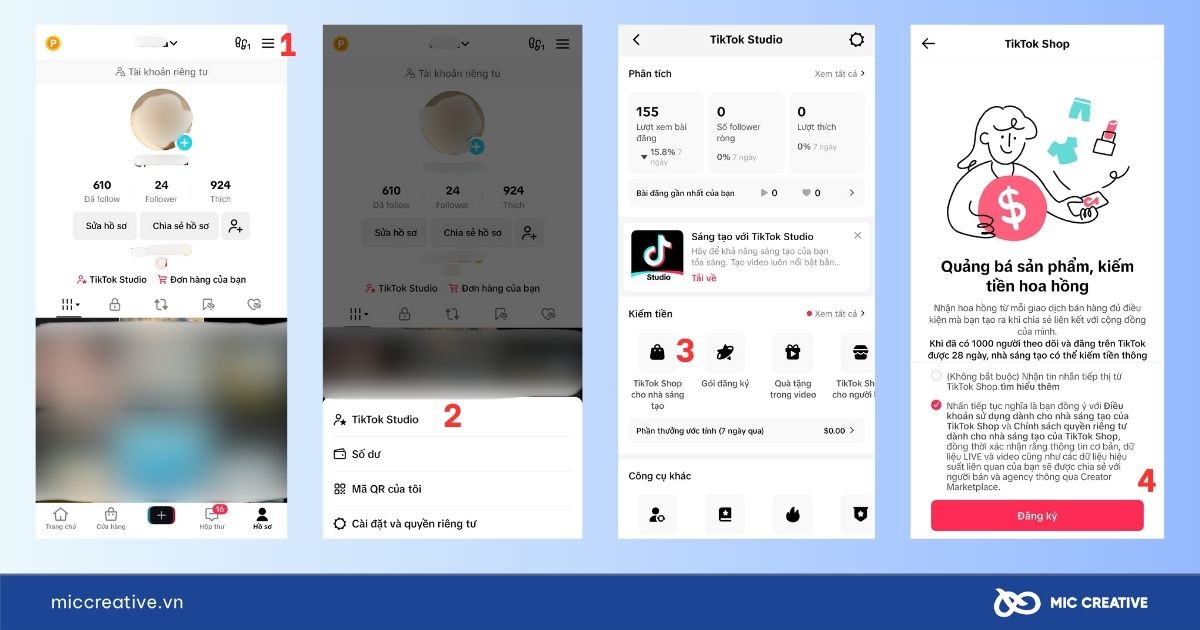 Đăng ký tài khoản TikTok Shop trên điện thoại