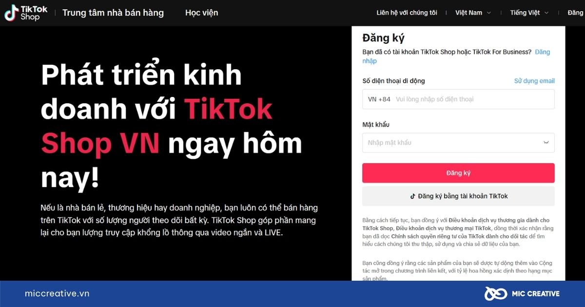 Đăng ký TikTok Shop