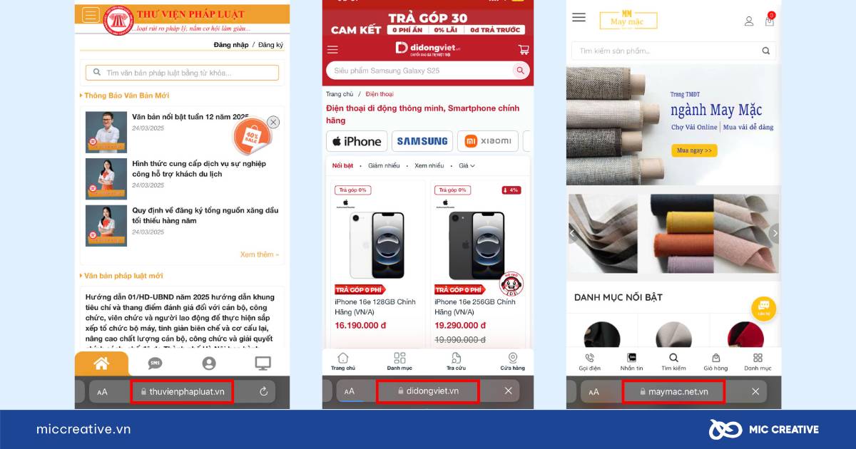 Một số website có tên miền SEO theo dịch vụ cung cấp