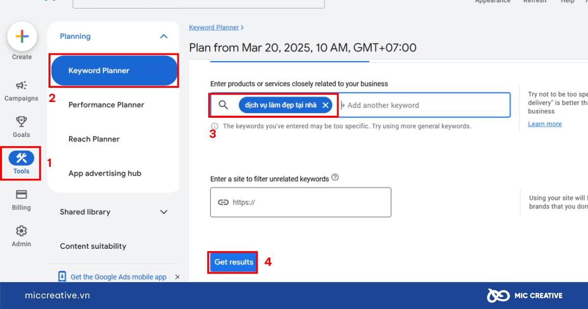 Nghiên cứu từ khóa bằng công cụ Google Keyword Planner