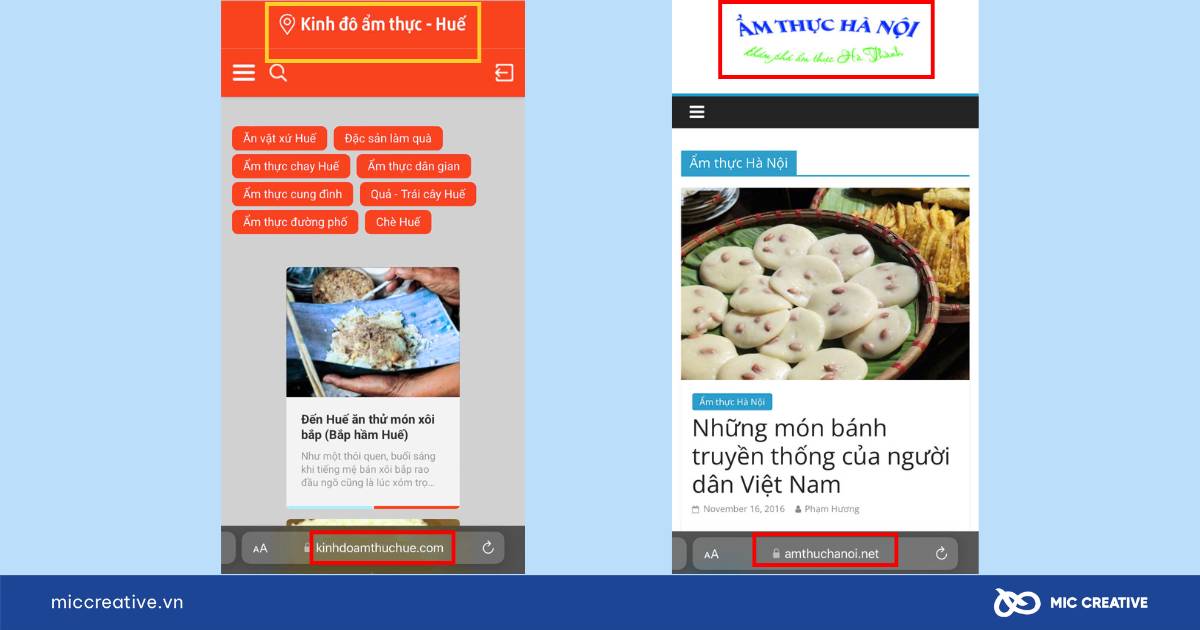 Tên miền theo địa điểm của một số website về ẩm thực địa phương