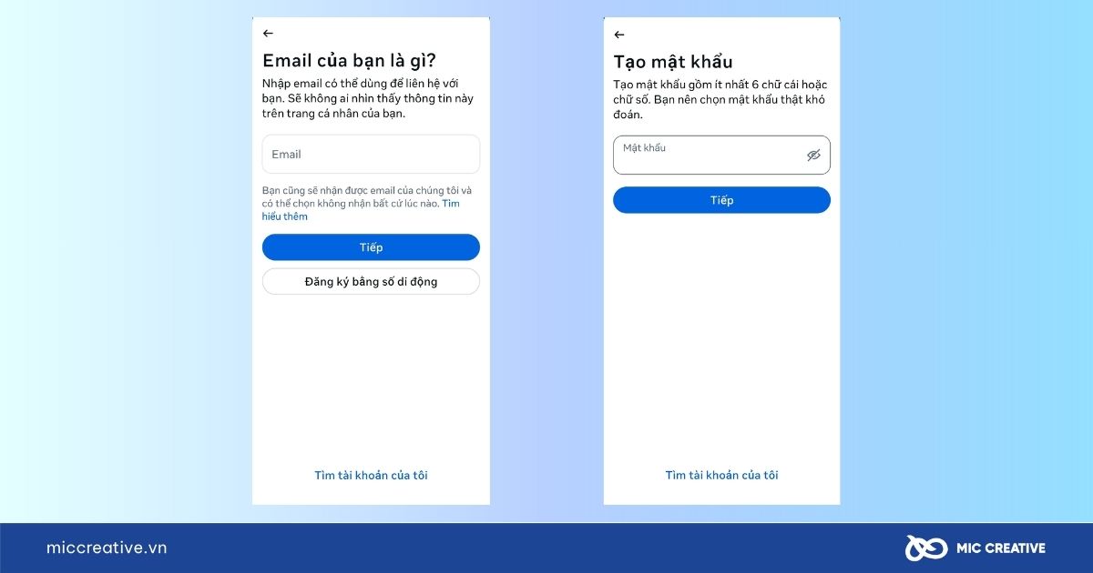 Chọn phương thức đăng ký Facebook bằng Gmail